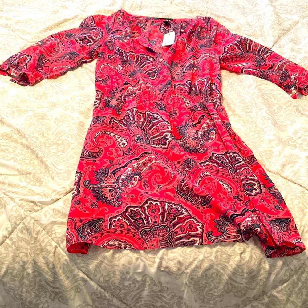 Ralph Lauren 3/4 sleeve pink print summer dress